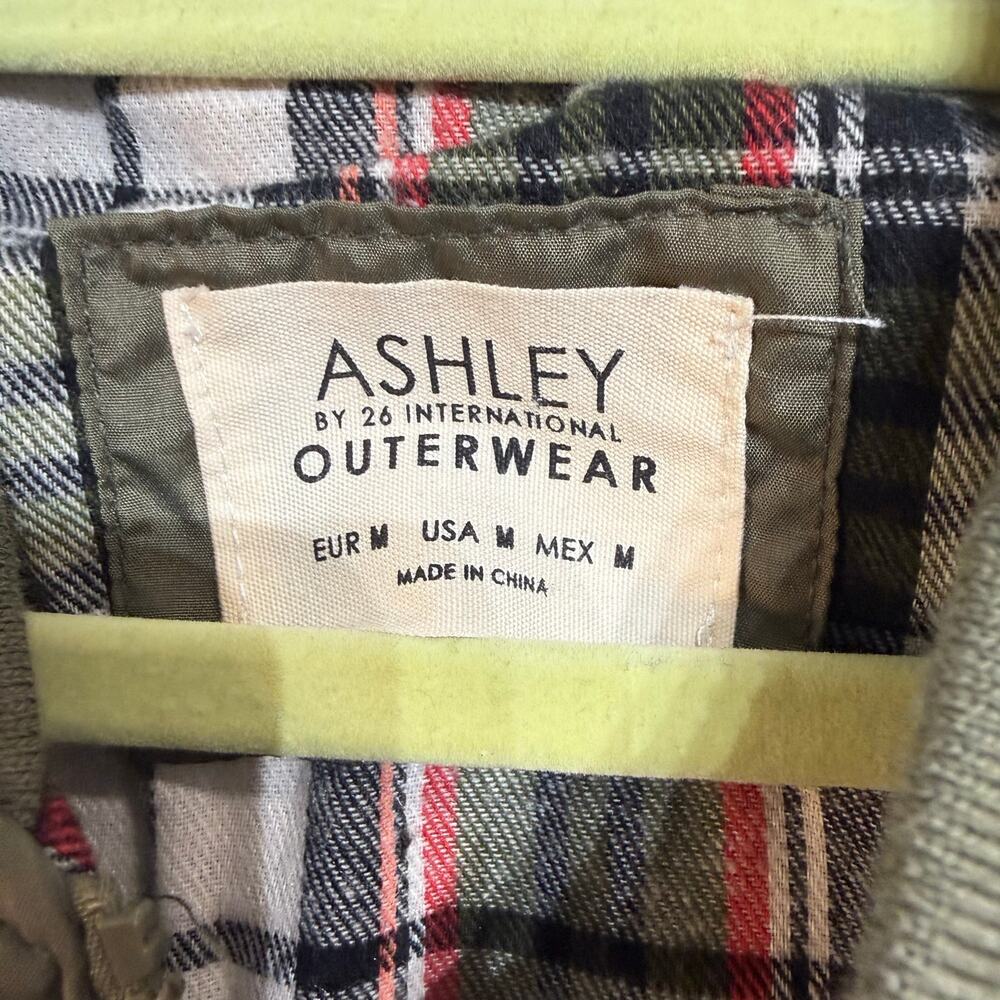 Ashley Olive Green Quilted Bomber Jacket Plaid Lined Sz M - Picture 5 of 9